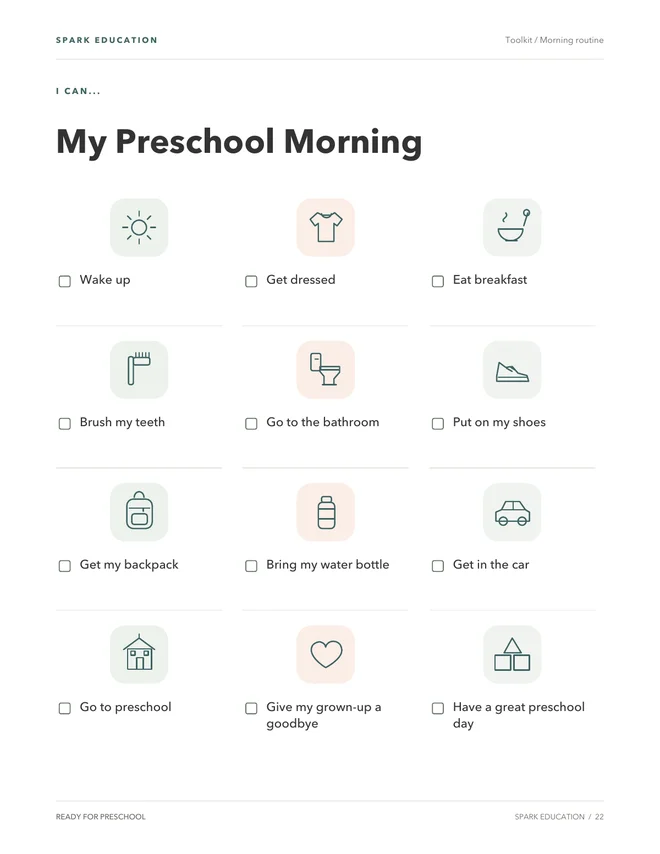 A morning your child can see: sample page from The Printable Toolkit