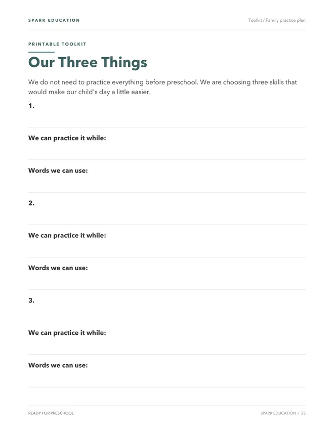 Three useful priorities: sample page from The Printable Toolkit